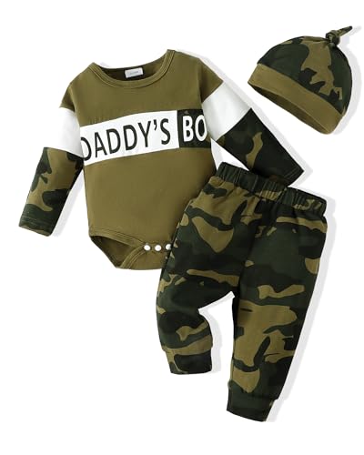 SUNNY PIGGY 3-6 Months Boy Clothes Baby Boys Outfits Fall Winter Infant Romper Striped 3Pcs Green Fall Pants Set Cute Hat Fashion Bodysuit Clothing Set