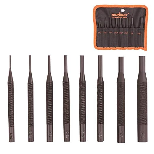 HORUSDY 8 Pieces Pin Punch Set, Gunsmithing Kit Removing Repair Tool with Holder for Automotive, Watch Repair,Jewelry and Craft