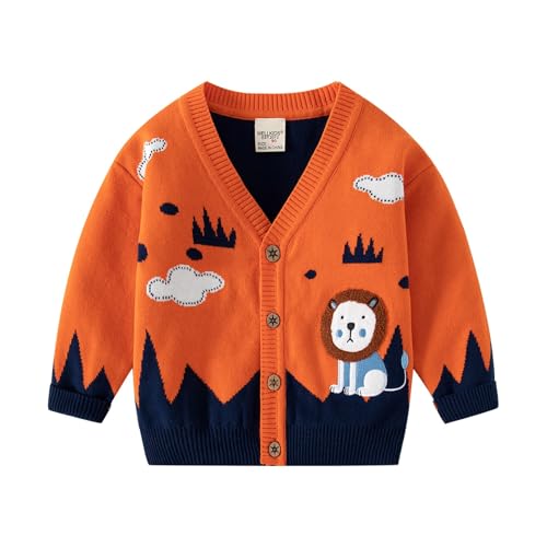 Boys Girls V Neck Cardigan Cute C𝐚rtoon Long Sleeve Button Knit Sweater Spring Fall School 𝗨niform Knitwear