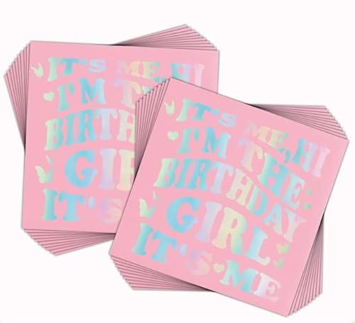 Nenluny 60 guardanapos coloridos de aniversário para meninas, It's Me Hi I'm the Birthday Girl, It