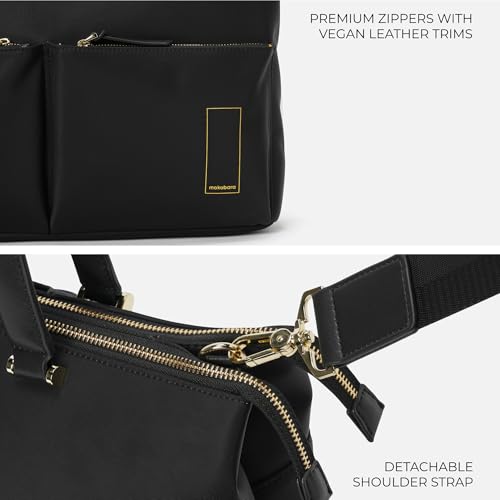 Image of MOKOBARA The Bliss Tote Bag for Women | Premium Nylon & Vegan Leather Office Handbag | Fits 15.6 Inch Laptop | Water Resistant Shoulder Bag with Detachable Strap