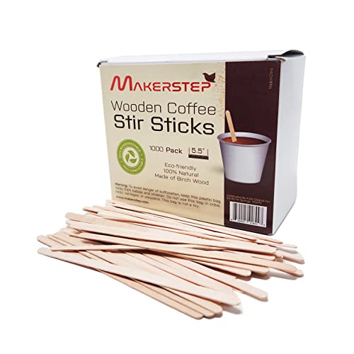 Birch Wood Coffee Stirrers, 5.5 Inch Round End Wooden Stir Sticks 1000 Pack