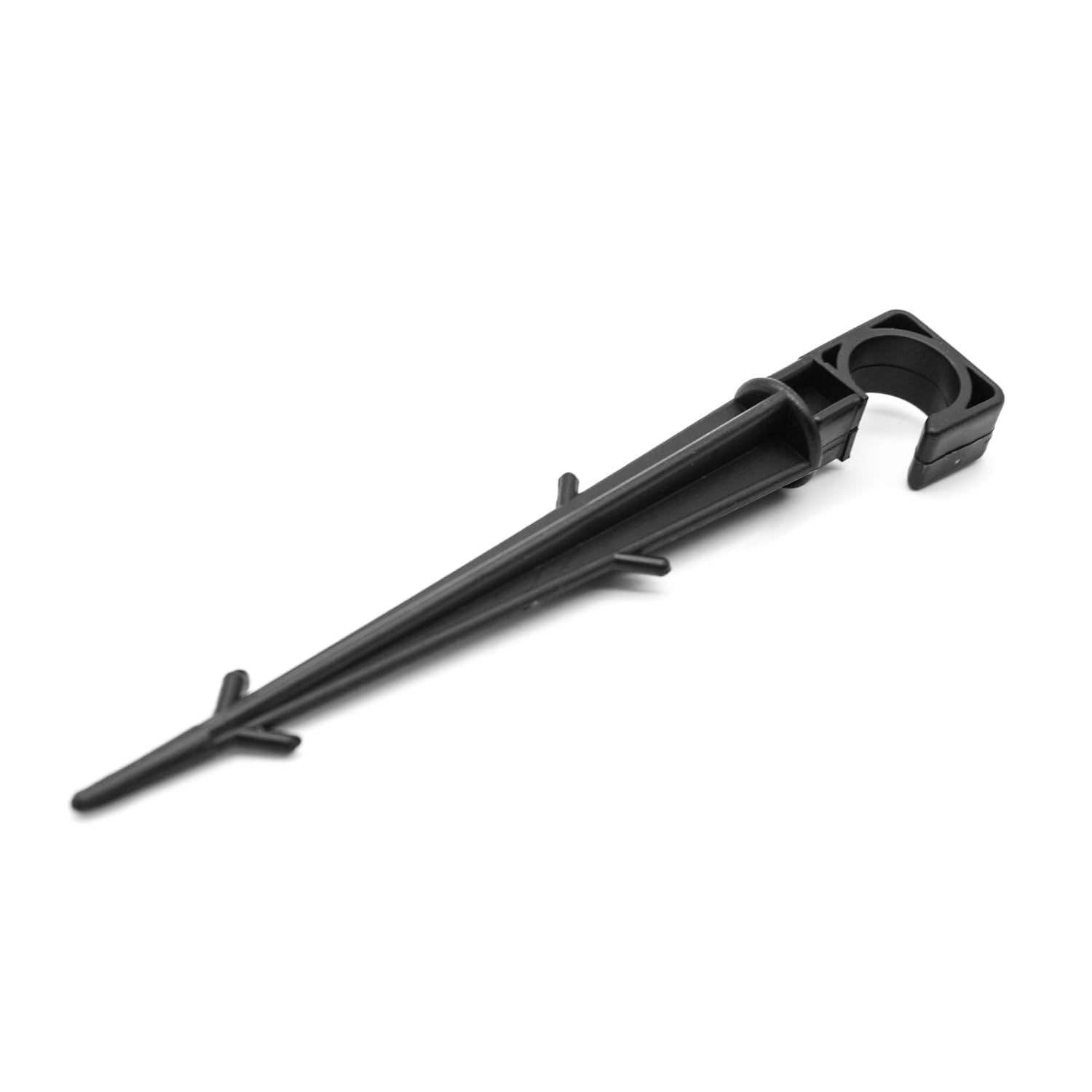 Suinga. 500 x picchetto di fissaggio per tubi gocciolatori 16 mm. Picchetto gocciolante nero. Impedisce al tubo da 16 mm di sollevarsi dal vento o piegamenti. Confezione da 500 picchetti