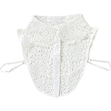 Booluee Peter Pan Fake Collar Detachable Half Shirt Dickey Lace Flower False Collar White
