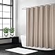 Hotel Luxus Flachs Leinen wie 240GSM Schwergewicht extra breiter Stoff Duschvorhang für Badezimmer mit Haken,Taupe,280x200 cm