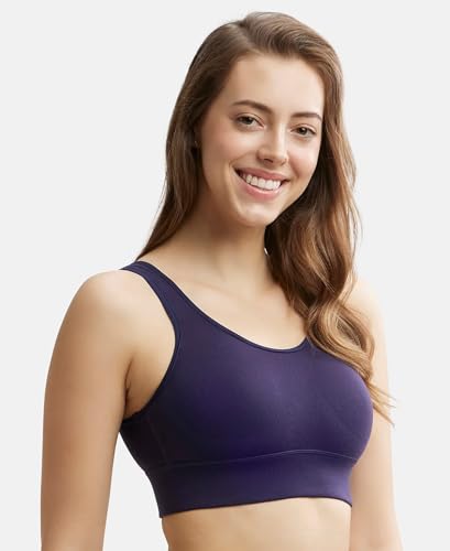 Image of Jockey JW12 Women Wirefree Padded Tencel Lyocell Elastane Stretch Full Coverage Lounge Bra with Stay Fresh Properties and Removable Pads