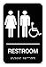 Restroom Sign, 9 x 6In, WHT/BK, Vinyl, ENG
