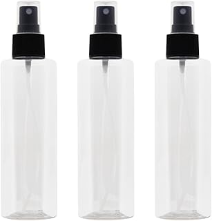 Artistic 3 Pack Plastic Spray Bottles 200ml, White Clear Color Medium Mist Bottle Healthy Empty Refillable Cosmetic Travel Products Refill (Transparent)