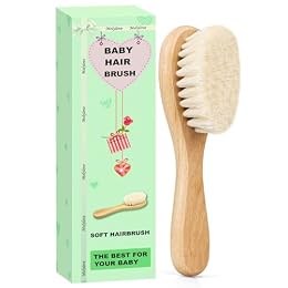 Molylove Baby Hair Brush, Wooden Goat Bristles Hair Brush for Newborns & Toddlers, Ideal for Cradle Cap, Perfect Baby Registry Gift, Hypoallergenic, 1 Count