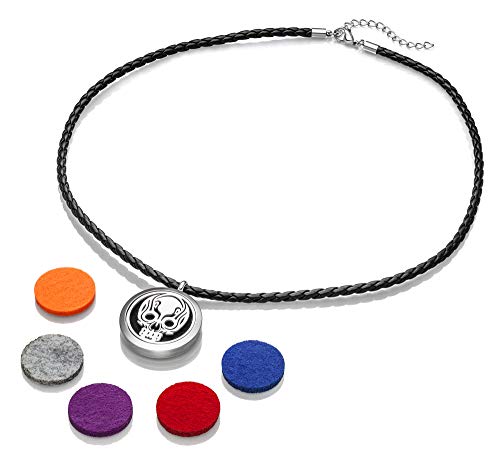 Lunavit Odin Collier de Bijoux Aroma pour Dames et Hommes en Cuir avec Pendentif et feutres changeables, diffuseur de Parfum ou huille Essentielle