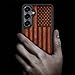 Carveit Magnetic Wooden Case for Samsung Galaxy S25 Case 2025, TPU Shockproof Cover & Wood Artisan Engraved, Compatible with MagSafe Wireless Chargers (American Flag) Rosy