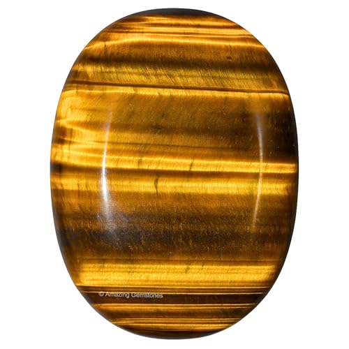 Image of Amazing Gemstone Tiger Eye Crystals and Healing Stones - Large Palm Stone Crystals Piedra - Crystal for Good Luck, Balanced Positive Energy, Meditation - Unique Stocking Stuffers Gifts for Women, Men