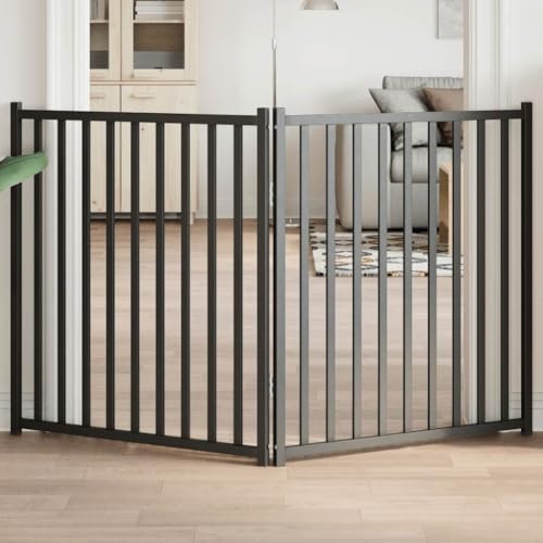 Vetnasa Puerta de Perros Plegable 2 Paneles Madera Abeto Negro 160 cm Producto para Mascotas y Animales, Productos para Mascotas, Productos para Perros, Casetas y cercados para Perros Negro 3,1 KG