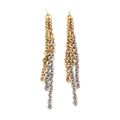 Looklove Women’s Jewelry Long Silver And Gold Chain Necklace (20" With A 3" Extender) 9 And Earrings (3" Long) Set #TOP1