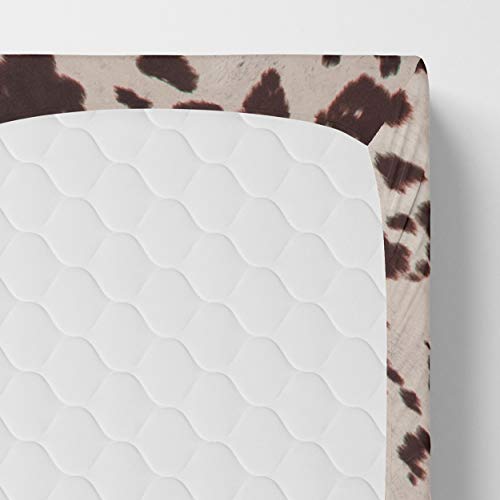 Glenna Jean Baby Fitted Crib Sheet White Cow Skin Western Animal Print For Baby Boys & Girls, Brown, Standard , 52X28X6 Inch (Pack Of 1) #TOP2