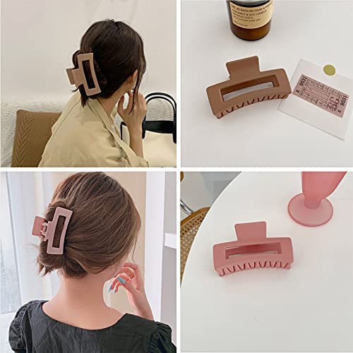 Große Haarklammer,6 Stück Rutschfest Haarspange Rechteckige Dickes Haarklammer Jumbo Klauen Clips Matte Solide Haarklammer Modisches Haar-Styling-Zubehör für für Frauen und Mädchen(6 Farben)