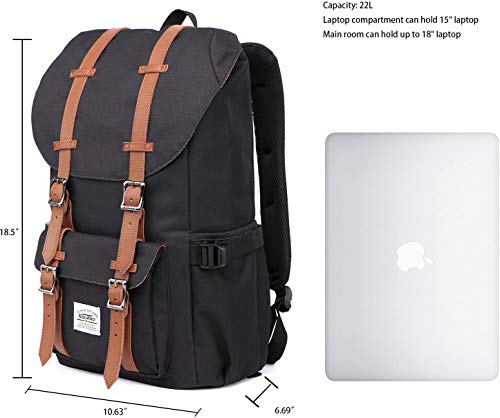 Travel Laptop Backpack, Outdoor Rucksack, School backpack Fits 15.6"(Nylon Black) - Thumbnail 6