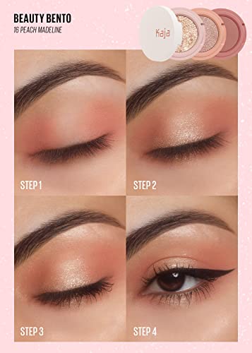 Kaja Beauty Bento Collection - Bouncy Eyeshadow Trio | 16 Peach Madeline | Nude Peach Tone | Vegan, Cruelty Free #TOP4