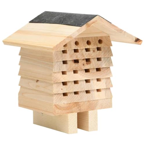 Boltkex Hotel de abejas de madera maciza de abeto, 22 x 20 x 20 cm, resistente a la intemperie, sin montaje, ideal para jardín, balcón, exterior e interior, con nidos apilables para la limpieza