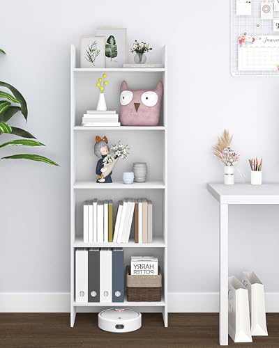 Hzuaneri Bücherregal, Regal, Standregal, Büroregal, mit 5 Fächern, offen, für Wohnzimmer, Arbeitszimmer, Büro, als Raumteiler, 24 x 50 x 140 cm, Weiß BC06503X