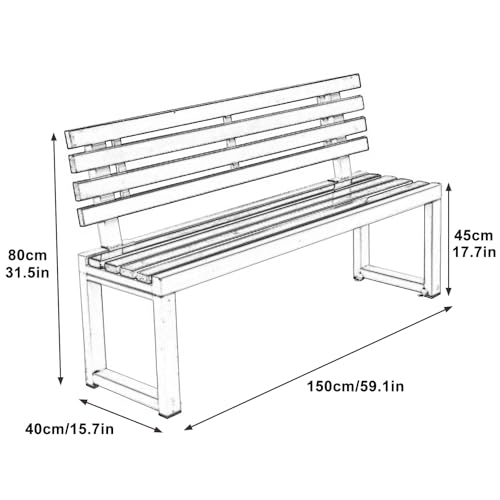 Banco de metal de exterior 140cm resistente con respaldo capacidad 400kg 3