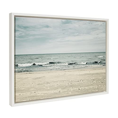 Kate and Laurel Sylvie Beach 2 Framed Canvas Wall Art by Emiko and Mark Franzen of F2Images; 18x24 White; Decorative Coastal Art Print for Wall by Kate and Laurel - Image 2