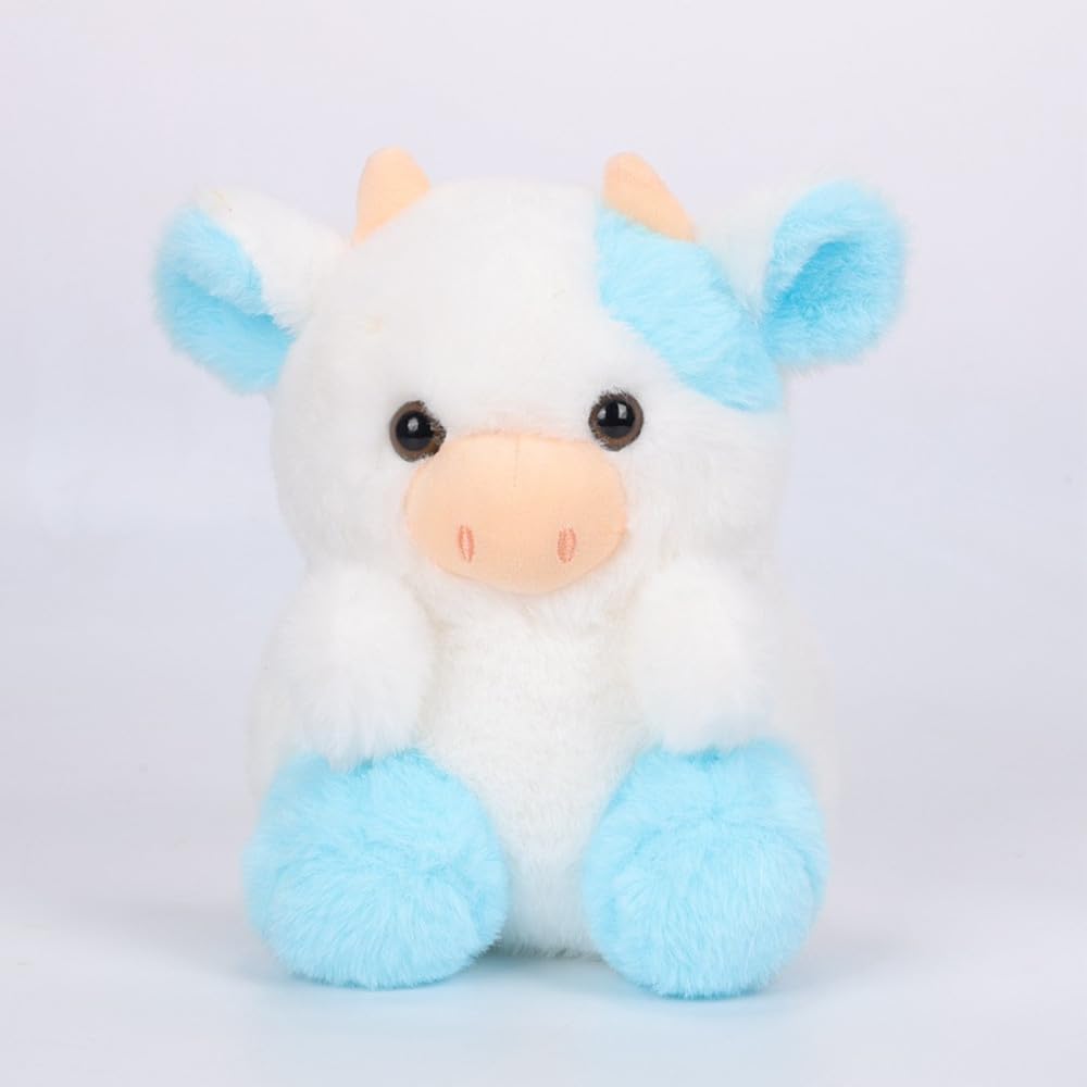 Tikwisdom Cow Stuffed Animal,Plush Cow Doll, Paw Paw Cow Plush Toy,Cartoon Cute Cow,Gift for Boys and Girls,20cm High (Blue) - Image 2