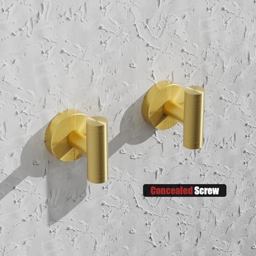 YUET 4 Pcs Bathroom Towel Hook,Screw in Metal Coat Hooks, Heavy Duty 10kg Capacity - Image 2
