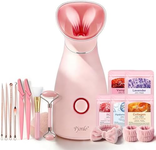 Facial Steamer Spa Kit, 12 Skin Care Tools & 5 Jelly Mask Powder,...