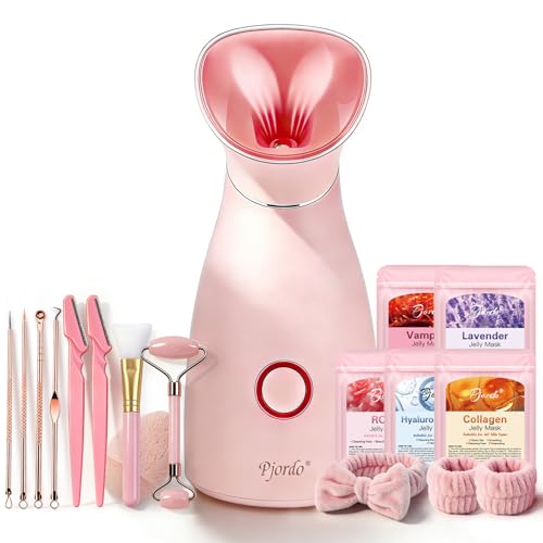 Pjordo Facial Steamer Spa Kit, 12 Skin Care Tools &