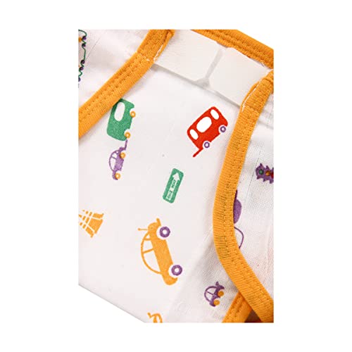 Image of Washable Reusable Printed Welcro Self Fastener Cotton Muslin Nappy, Langot For New Born Baby - (Pack of 10, Traffic Print 3-6 Months)