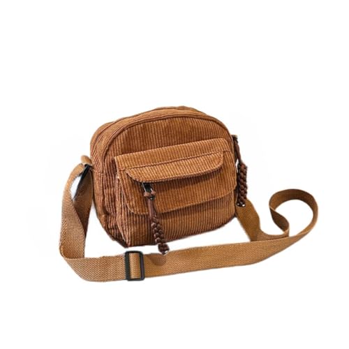 SofZenrM Cute Corduroy Crossbody Bag for Men Women Fashion Aesthetic Small Wallet Bag Adjustable Strap Shoulder Bag (brown)