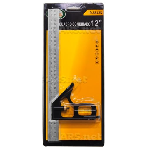 Esquadro Combinado Com Nível Régua Inox 30cm 12 Polegadas Profissional