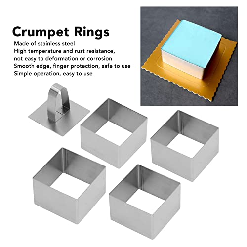Cake Ring Mold, Stainless Steel Mousse Crumpet Rings, Dessert Mousse Molds, Weldless High Temperature Resistance Making Muffin Tart Ring Mold Set(square)