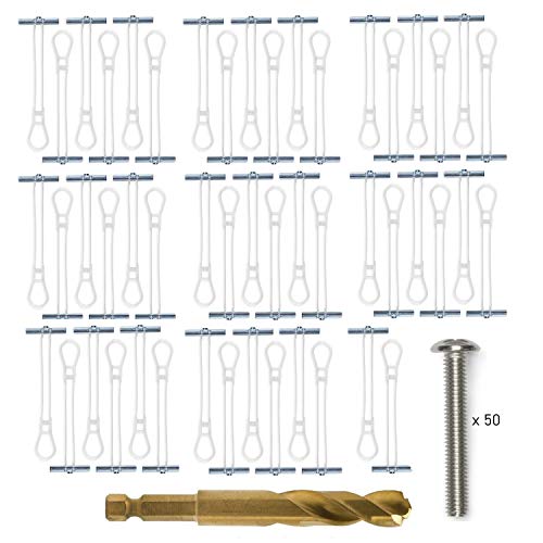 90lb Elephant Anchors 50 Anchors + 50 Screws + 1 Titanium Drill Bit.*New* Toggle Bolt for Wall & Ceiling | No Stud Required [ TV Installers & Contractors Favourite Pack ]