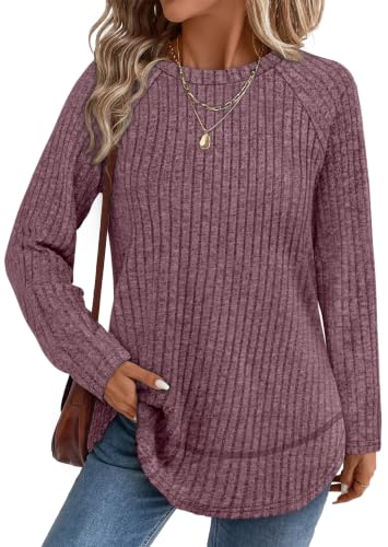 Image of WIHOLL Long Sleeve Shirts for Women Fall Sweaters Lightweight Trendy Tops