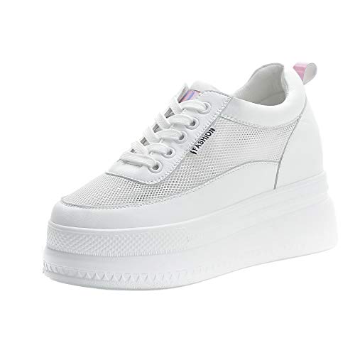 Image of ACE SHOCK Women Wedges Sneakers with Hidden Heel Ankle High Platform Walking Shoes Fashion Bride Wedding Shoes
