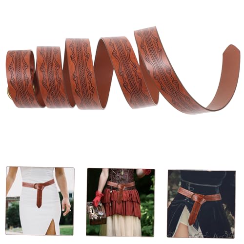 Mens Medieval Embossed Waist Belt for Costume Vintage Viking Accessory for Reenactment and Cosplay Durable Deep4