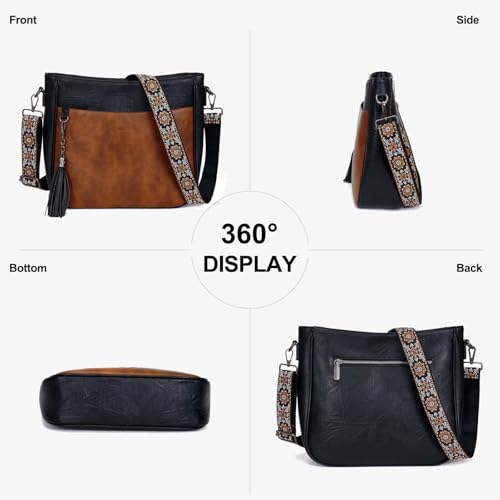 Image of 2PCS /Set Crossbody Bags for Women,Vegan Leather Hobo Purse Wallet For Women Set,Shoulder Bags With 2 Adjustable Strap