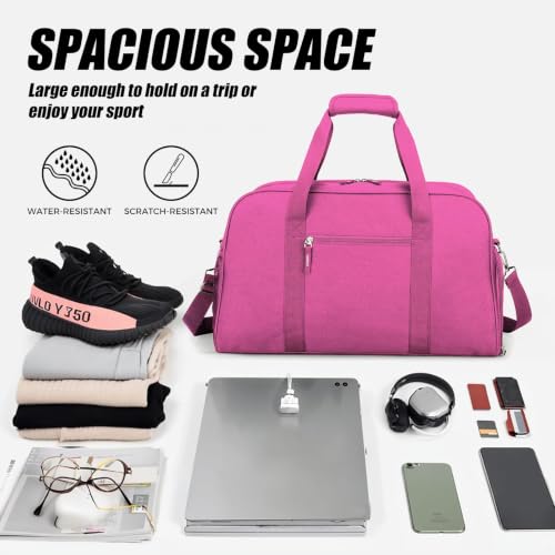 Image of Searock 45L Gym Bag for Men & Women with Shoe Compartment | 21 inch Large Duffle Bag for Travel, Sports, Fitness & Workout, Rose Pink