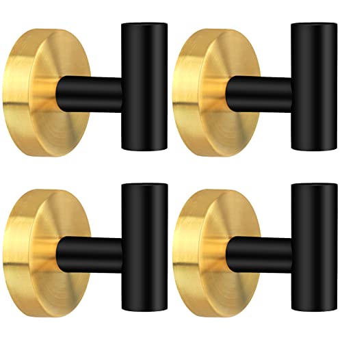 4 Pack Towel Hooks, Towel Hooks For Bathroom Wall Mounted, Heavy-Duty Bathroom Towel Hook For Wall, Bathroom Hooks For Towels, Robe Hook For Hanging, Gold&Black Towel Hook For Bathroom, Kitchen,Hotel #TOP12