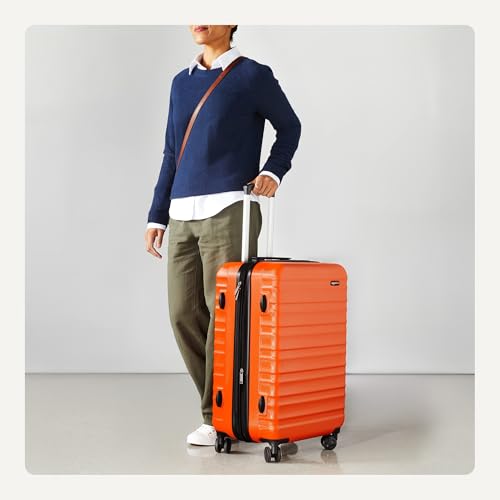 Amazon Basics 26" Hardside Medium Checked Luggage, Expandable Hardshell Suitcase with Wheels, Scratch-Resistant Surface, Four Multi-directional Wheels, Orange by Amazon Basics - Image 3