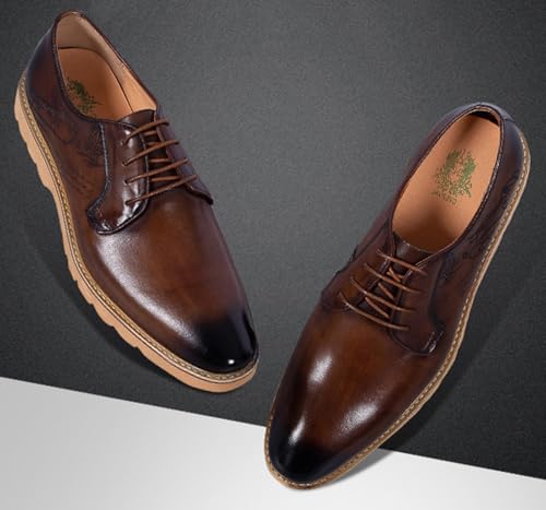Santimon Men's Leather Dress Shoes | Stylish Lace-Up Oxford Shoes for Office, Weddings & Casual Wear | Comfortable Business Shoes with Premium Insole for All-Day Comfort4