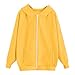 Fleecejacke Damen Sweatshirts Stilvolle solide Reißverschlussjacke für den Alltag Langarmmantel 1860 Pullover (Yellow, XL)