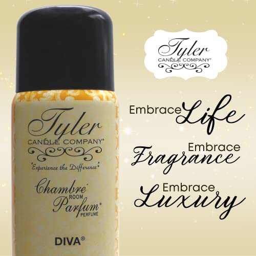 Tyler Candle Company Diva Signature Fragrance Chambre Parfum - Luxury Diva Scent Air Freshener Spray - The Ultimate Aromatic Experience - Home Essentials - 4 Oz Container With Bonus Key Chain #TOP1
