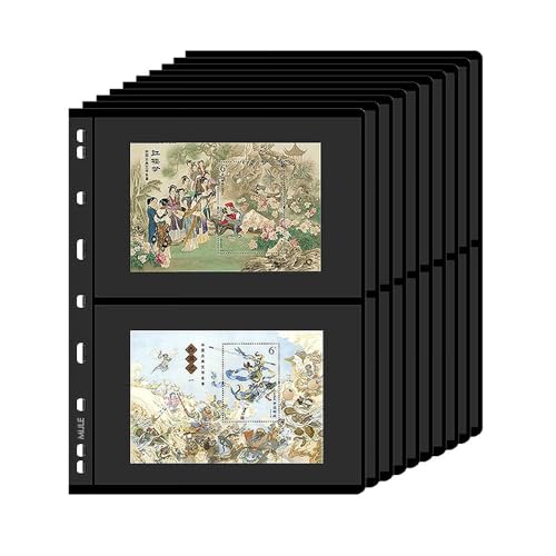 10 Sheets Stamp Pages for Stamp Album Binder Pockets Stamp Collectors Postage Stamp Collecting Supplies Book of Stamps 9 Hole Standard Stamp Collecting Albums (2-Row Stamp Album)