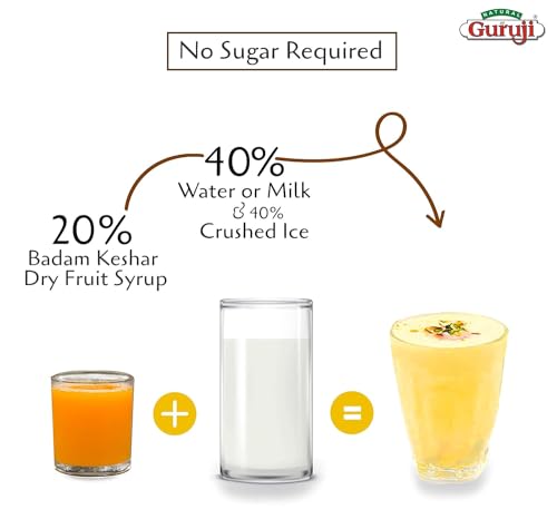 Image of Jai Guruji Badam Kesar Dry Fruit Syrup Sharbat, Instant Refreshing Drink For Summer (Mix with milk Only) - 750 ML