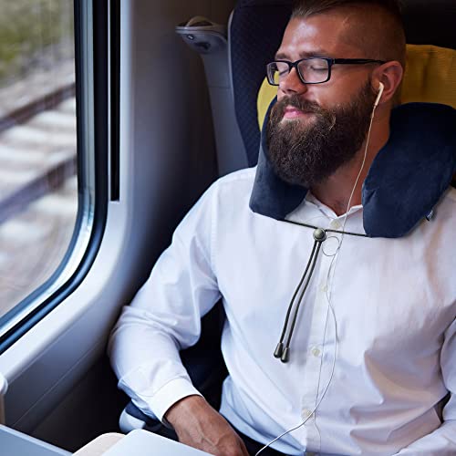 Lewis N. Clark Contoured Memory Foam Hexform Travel Cervical Neck Pillow For Shoulder & Neck Pain, Airplane, Camping, Kids & Adults, Premium, Navy #TOP6