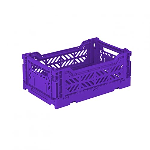 Ay-Kasa Caja plegable, estable, de plástico, apilable, violeta, mini (27 x 17 x 11 cm)