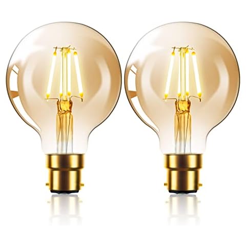 Vintage Edison LED Light Bulb 6W G80 Globe LED Filament Bulb B22 Bayonet Cap Edison Retro Style LED Decorative Light Bulb Warm White 2800K, 2-Pack Cover